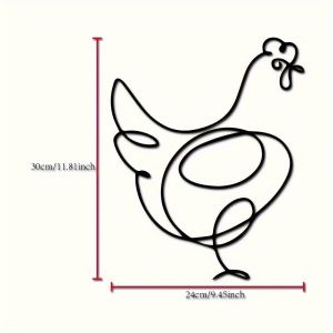 CIFbuy | CIFBUY Metal Chicken Wall Art Rooster Sculpture Minimalist Line Design Farmhouse Decor Outdoor Garden Porch Living Room Home Dec