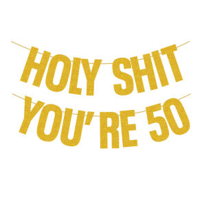 YOMDID 50th Birthday Glitter Paper Banner Bunting Happy 50 Year Old Birthday Party Elegant Decoration Adults Hanging Garland