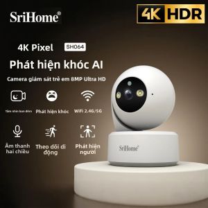 Camera IP WIFI Srihome 8MP UHD PTZ Trong Nhà Camera An Ninh CCTV Với Tầm Nhìn Ban Đêm HD Màn Hình Trẻ Em WIFI Băng Tần Kép 2.4G/5G Zoom Kỹ Thuật Số