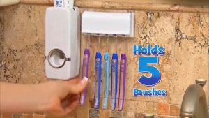 One Touch Toothpaste Dispenser Toothbrush Holder Shaver Squeezer Toothpaste Tube