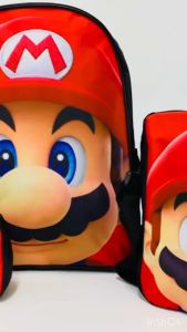 Socute Mario School Backpack Bag Beg Sekolah with Lunch Bag Pencil Case