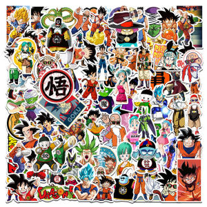 Bandai | 100Pcs Dragon Ball Z Anime Stickers Son Goku Vegeta Bulma Decals for Laptop Luggage Skateboard Phone Decoration Anime Fans Toys