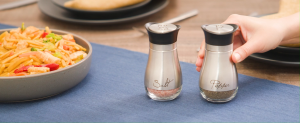 Salt and Pepper Shakers Set Glass Bottom with Stainless Steel Lid 4oz Refillable for Kitchen BBQ Camping & RV