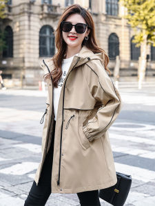 Fashionable Loose Womens Workwear Style Long Coat Spring Autumn New Arrival Korean Version Polyester Fiber Zipper Closure