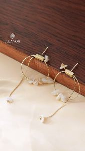 Bông tai nữ chuôi bạc 925 Eleanor Accessories khuyên tai dáng dài đính đá phụ kiện trang sức  8700