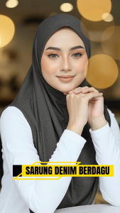 Tudung Sarung Denim Berdagu L–3XL — Instant Hijab Ironless