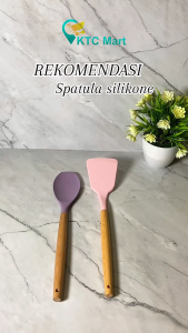KTC Mart Spatula Silicon Sutil Tahan Panas Alat Masak Silikon Wooden Series Anti Lengket Food Grade