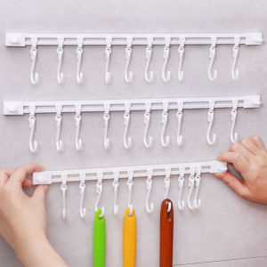Punch-free Sliding Track Hook / Kitchen Cabinet Door Back Row of Hanging Racks / Multifunctional Movable Storage Hooks / Strong Adhesive Sliding S-hook
