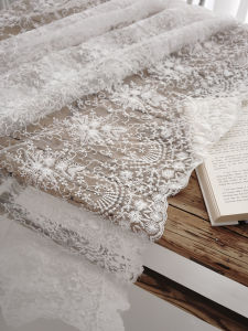 French Vintage Embroidered Tablecloth Lace Wedding Cake Table Piano Decor Veil Tea Table Cloth Cover American Style Pure Color