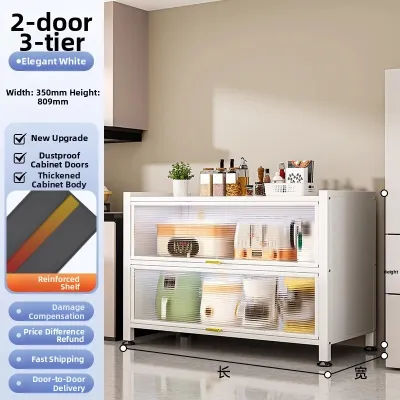 Steel Multilayer Storage Cabinet Dustproof Kitchen Organizer