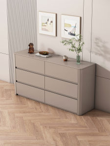 Modern Minimalist Solid Wood Baked Paint Six-Drawer TV Cabinet Combination Bedroom Wall Cabinet Living Room Eight-Drawer Sideboard