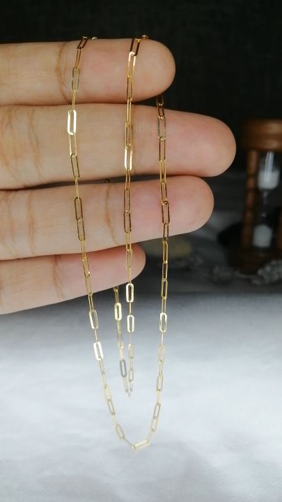 18k Gold Paperclip Chain Choker Satellite Chain Lava Bead Pendant Necklace  Dainty Jewelry for Women 16'' - Walmart.ca