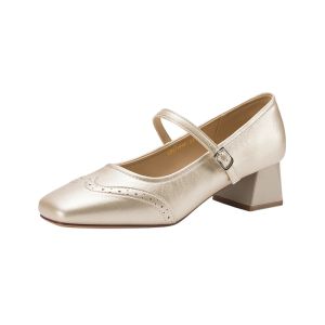Josiny | Retro Square-Toe Mary Jane Shoes White