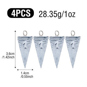 AKAKUMA | 4Pcs Fishing Sinkers Triangular PyramidSurf Weights 1oz 2oz 3oz 4oz 5oz 7oz Taper 4 Corner for Outdoor Fishing