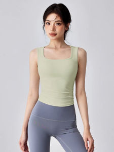 Womens Yoga Vest Integrated Shockproof Gathered No Belly Leakage Outdoor Wear Fitness Clothes Quick Dry Ultra Elastic Nylon Fabric