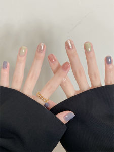 Dopamine Short Wearing False Nails Colorful Candy Colored Nail Art Stickers Detachable Cosmetic Tools from China Normal Size