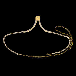 Stonefans Sxey Coin Chest Bra Chain Rhinestone Harness for Women Festival Accessories Metal Body Chain Necklace Bikini Jewelry