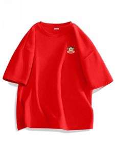 เสื้อยืดแขนสั้นลายพิมพ์ลายงูปีงู Paul Frank สีแดง สำหรับผู้ชาย ทรงหลวม คอตตอน ระบายอากาศได้ดี แฟชั่นฤดูร้อน