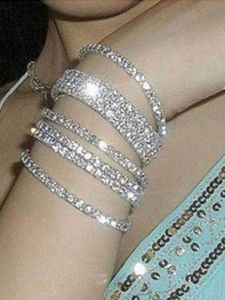 Korean Style Full Diamond Bracelet Sweet Metal Embedded Water Diamond Elastic Wristband for Brides Luxury Personality Accessory
