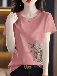 ลำลอง หลวม ผ้าฝ้าย เสื้อยืดคอกลมแขนสั้น ฤดูร้อน ไซส์ใหญ่ ผู้หญิง เสื้อท่อนบน สวมใส่สบาย ระบายอากาศได้ดี ทันสมัย ไม่มีวัย