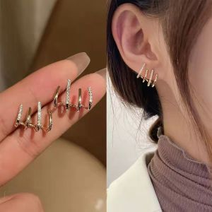Korean Fashion Four Row Earrings Womens Elegant Simple Earring Accessories Jewelry for Girls