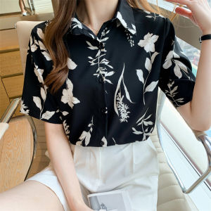 Áo Sơ Mi Voan in Họa Tiết Hoạt Hình Mùa Hè Mới Cho Nữ Dáng Rộng Tay Ngắn Phong Cách Hàn Quốc Cổ Polo Thường Ngày