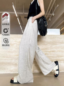 Loose Wide Leg Pants Women Linen Drapey High Waist Straight Long Trousers Comfortable Casual High Quality Korean Style Fashion