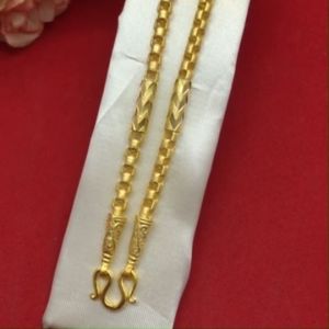 สร้อยคอทองลายผ่าหวายมนพ่นทรายคั่นปล้องตัดลาย ความยาว 24 นิ้ว เทียบเท่า 3 บาท ชุบทอง สีสวยเหมือนจริง ใส่ได้ทุกโอกาส งานสวยพร้อมส่ง