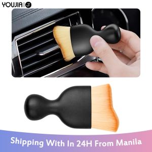 2Pcs Car Cleaning Brush Protable Car Interior and Center Console Cleaning Tool Ultra-Soft Dashboard and Air Outlet Gap Cleaning Brush Auto Dusting Cleaning Accessories for Dashboard AC Vents Leather Scratch-Free