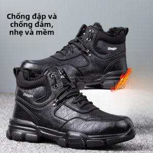 Giày Bảo Hộ Nam Chống Va Đập Đế Mềm Đầu Thép Giày Bảo Hộ Điện Hàn Giày Bảo Hộ Mùa Đông Bằng Cotton Siêu Nhẹ