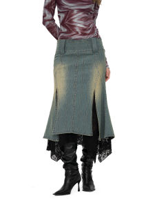 Cut Original ดีไซน์ ความยาวปานกลาง ลูกไม้ เม็ดมีด ผู้หญิง กระโปรง ยืดได้ หางปลาต่ํา เอว หลากหลาย สไตล์ ฤดูใบไม้ผลิ 2024 คอลเลกชัน