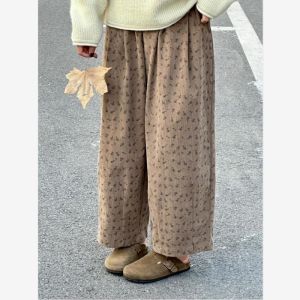 plus Size Corduroy Wide Leg Pants Casual Mens Loose Fit Autumn Winter New Style Fleece Lined Comfortable Straight Cut Trousers