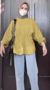 Kemeja Serut Alya shirt / pakaian wanita serut / bahan Linen / Kemeja Terbaru Korean style