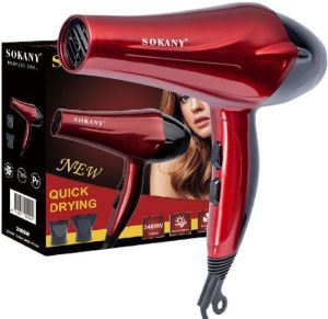 SOKANY NEW QUICK DRYING 2400W POWER COLD & HOT AIR HIGH SPEED MOTOR professional hair dryer 2speeds and 2 heating with concentrator hang loop