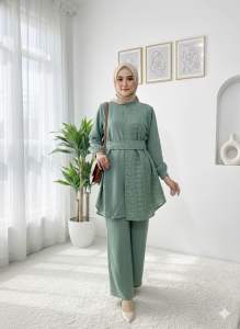 ONE SET CRINKLE MIX BRUKAT MALIKA/ATASAN MUSLIMAH TERBARU/BUSANA MUSLIMAH TERBARU