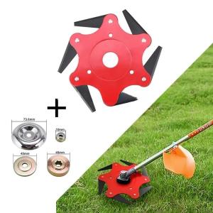 6 Teeth Brush Cutter Trimmer Head 65Mn Sharp Metal Blades Time Saving for Garden Lawn Weed Cutting Landscaping Jobs