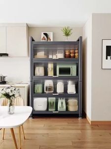 Multipurpose Cabinet Cupboard Household Kitchen Storage Cabinet Rack Metal Nordic Style With wheels