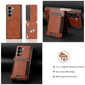 szhaiyu | Luxury Leather Multifunctional Magnetic Hinged Case For Samsung Z Fold 8 Ultra Fold 8 7 6 5 4 Case With Card Wallet Holder