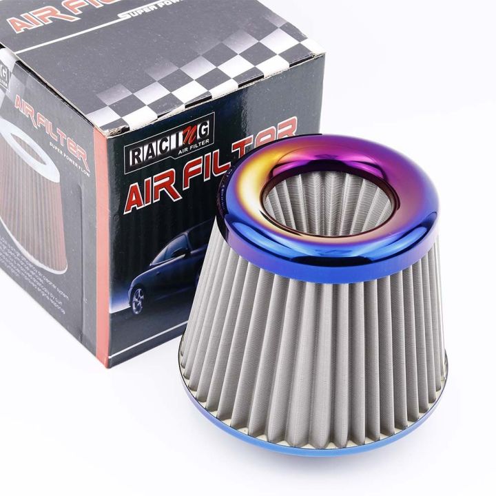 HOL Universal Racing Car Air Filter Stainless Steel Burnt Blue 3