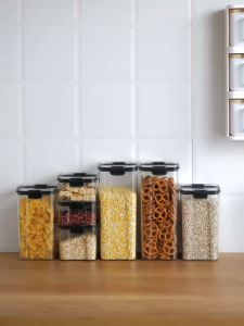 1800/1300/950/700/460ml Pantry Transparent Grain Food Fresh Box Airtight Container Seal Kitchen Refrigerator Noodle Pasta Box Multigrain Storage Tank Sealed Cans Airtight Storage Box Sealed Jar