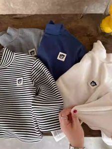 Double-Sided Dralon Fleece-lined Thickened Kids Boys Undershirt 2024 Autumn and Winter New High Neck Girl Warm Hoodie