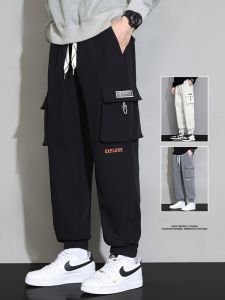 ROMON | Romon Mens Workwear Pants Casual American Style Spring Autumn New Trendy Loose Fit Long Trousers Big Size Cuffed