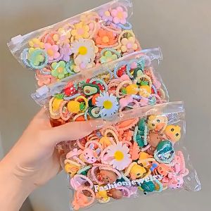 Set 50 dây chun buộc tóc đủ các hình ngộ nghĩnh cho bé gái dây chun buộc tóc xoắn co giãn không đau cho bé