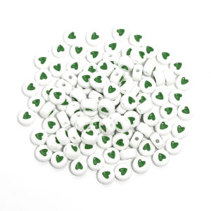 100 Chiếc 7x4mm Dẹt Tròn Acrylic Họa Tiết Trái Tim Tình Yêu Miếng Đệm Hạt Cho DIY Vòng Tay Handmade Trang Sức Làm Phụ Kiện