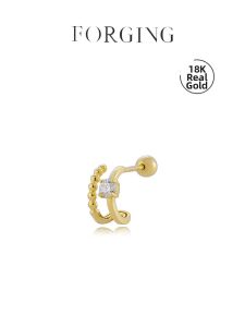 Forging Love | 18K Gold Screw Design Cultured Diamond Embedded Ear Pin