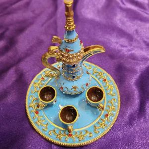 Xinjiang Ethnicity Craftwork Colorful Tin Metal Miniature Wine Set Decorative Figurine Collectible Gift Memorabilia Decoration