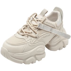 Agsdon | Height Increasing Breathable White Thick Sole Dad Shoes Women