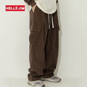 HELLO JIM Corduroy pants for men cargo pants men 2023 new style loose long pants with pocket celana panjang pria 长裤男 K2232