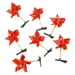 National Day Windmill Barrettes Five-Pointed Star Heart Hair Accessories School Sports Meeting Performance Headdress Kids Little Windmill Hairpin
