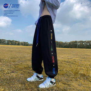 Alpha Kith Mens Spring Autumn Casual Sports Pants Button up Loose Fit Long Trousers Roman Cloth Antibacterial Straight Leg